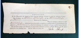 1800s Antique Paper Petition~Public House Of Entertainment~Shoup Indiana Co.Pa - £68.86 GBP