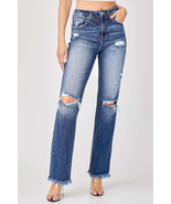 Risen Full Size Raw Hem Distressed Straight Jeans - $54.10 CAD