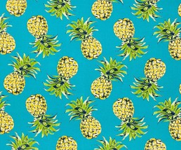 Berkshire Home Pineapple Teal Blue Outdoor Indoor Multiuse Fabric By Yard 54&quot;W - £7.18 GBP