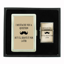 Cool Mustache D1 Cigarette Case / Wallet &amp; Lighter Gift Set - £17.36 GBP