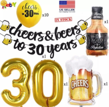 30 Years Birthday Decorations - Cheers &amp; Beers to 30 Years Banners &amp; Bal... - £6.22 GBP