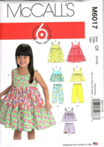 McCall&#39;s M6017 Girls Size 4 to 6 Top, Dress, Pants and Shorts Sewing Pattern New - £8.98 GBP