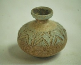 Studio Handcrafted Art Pottery Mini Stoneware Decorative Earthtones Vase Signed - £15.56 GBP