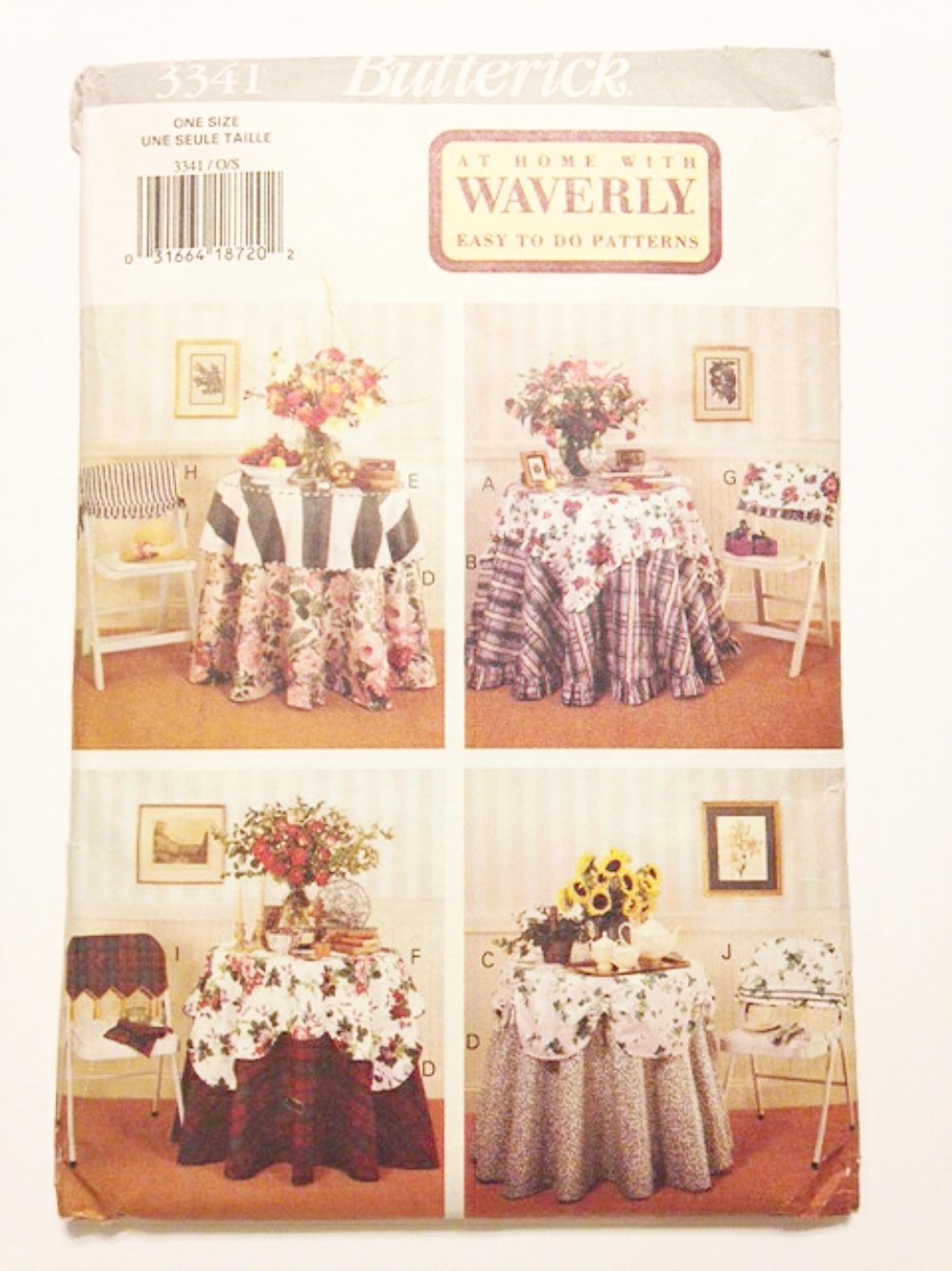 Butterick Sewing Pattern 3341 At Home With Waverly Table Treatments - $3.95