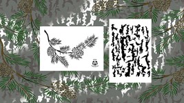 3Pack! Spray Paint Camouflage Stencils 14&quot; Tree Bark - Leafy Maple - Pine Branch - £11.00 GBP