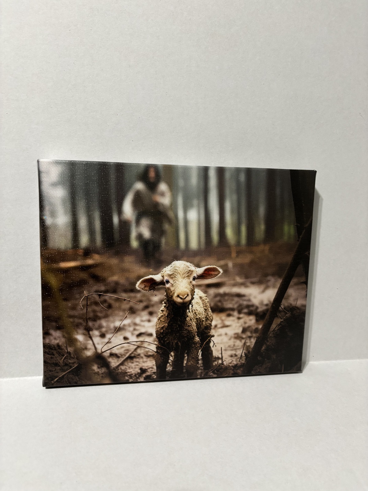 Jesus Running After The Lost Lamb Canvas Wall Art - $17.00