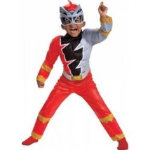 Toddler Boys Power Rangers Red Muscle Jumpsuit &amp; Mask Halloween Costume-sz 3T/4T - £19.57 GBP