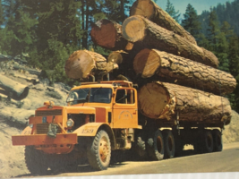 Vintage Mack Logging Truck loaded with Big Pines in Northern California Postcard - £3.71 GBP