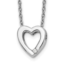 Sterling Silver White Ice .02 CT Diamond Heart Necklace - £76.55 GBP
