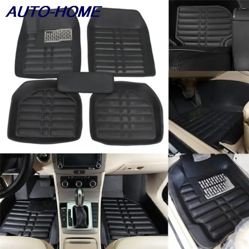 Universal 5Pcs Car Floor Mats Auto Anti-Slip Mat Black Car Styling Interior Auto - £21.19 GBP