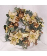PartyLite Grand Royale Ring Holiday White Poinsettia Gold Apples and Pin... - £13.19 GBP