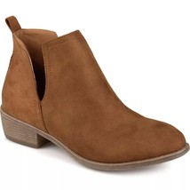 Journee Collection Women Ankle Booties Rimi Size US 6.5M Camel Brown Faux Suede - £21.83 GBP