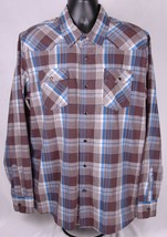WRANGLER Jeans Co Shirt-XL-Snap Buttons-Blue Grey Plaid-Long Sleeve - $437.35 MXN