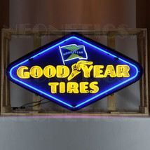 Goodyear Tires Diamond Neon Sign In Shaped Steel Can 60&quot; by 34&quot; Neon Light - £1,199.02 GBP