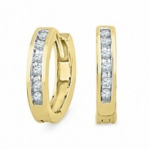 0.15 CT Brillant Coupe Imitation Diamant Créole Earrings IN 14K or Jaune Plaqué - £46.13 GBP