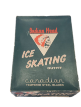 VINTAGE Indian Head Ice Skating Outfit Men&#39;s Size 10 Skates + Sharpener - $79.19