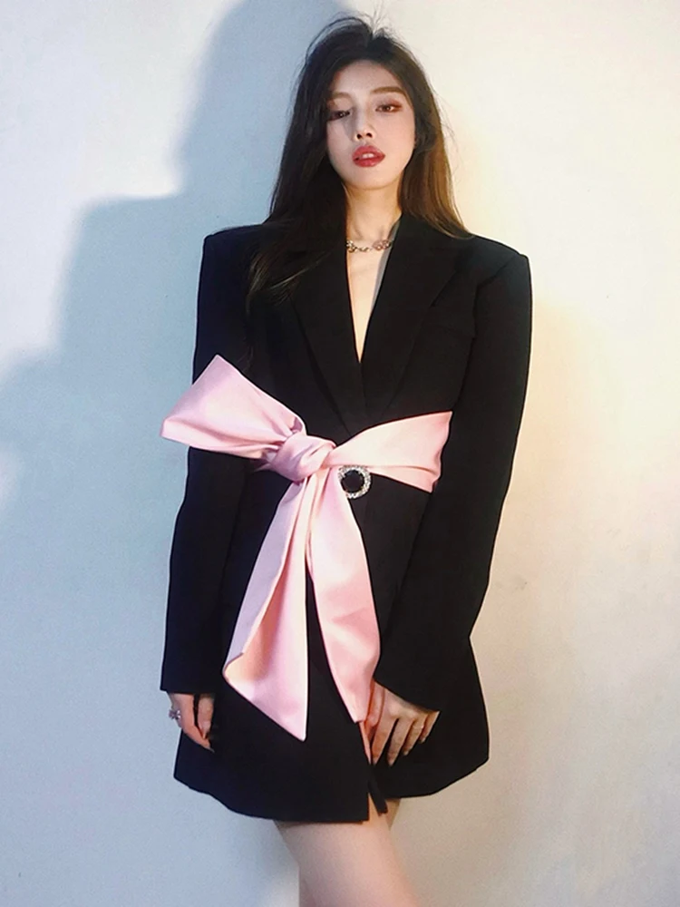 TWOTWINSTYLE Korean  Blazer For Women Notched Collar Long Sleeve Patchwo... - $229.04
