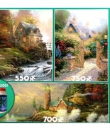 3 pack Jigsaw Puzzles MILL, COTTAGE, LIGHTHOUSE - Thomas Kinkade Studios... - $20.89