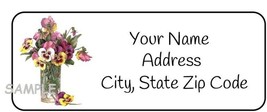 30 Personalized Flower Return Address Labels,pansies,floral,flowers,stic... - £9.43 GBP