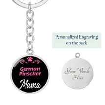 Dog Mom Keyring German Pinscher Mama Circle Keychain Stainless Steel or 18k Gol - £30.33 GBP+