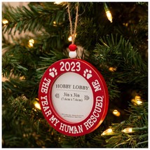 2023 The Year My Human Rescued Me 3&quot;x3&quot; Round Framed Ornament - £25.31 GBP