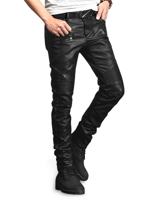 Yonex Black Stretch Vegan Leather Jeans Cargo Pants Mono ectric Mono