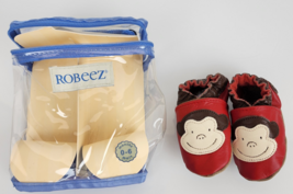 NIP ROBEEZ LEATHER BABY MONKEY RED NEWBORN BOY GIRL SOFT SUEDE SOLE SHOE... - $33.93 CAD