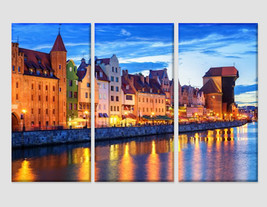 Gothic Facades Facing Wisla River in Gdansk, Poland Canvas Print Gdansk Skyline  - £39.16 GBP