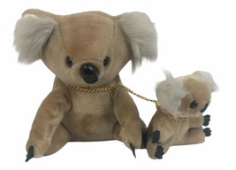 Vintage Koala Bear Plush Conesco Chase 10” Mama &amp; 6” Baby With Gold Chain - £13.51 GBP