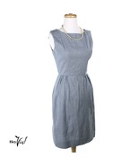 Vintage Arkay Dress - Blue Cotton Sleeveless Sheath - Metal Zip - S - He... - £25.35 GBP