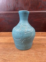 Witness Pottery Costa Mesa CA Turquoise Peace Dove Bud Vase Blue Green Vase - £17.76 GBP