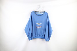 Vtg 70s Womens Medium Distressed Spell Out Air Corps Crewneck Sweatshirt Blue - $44.50