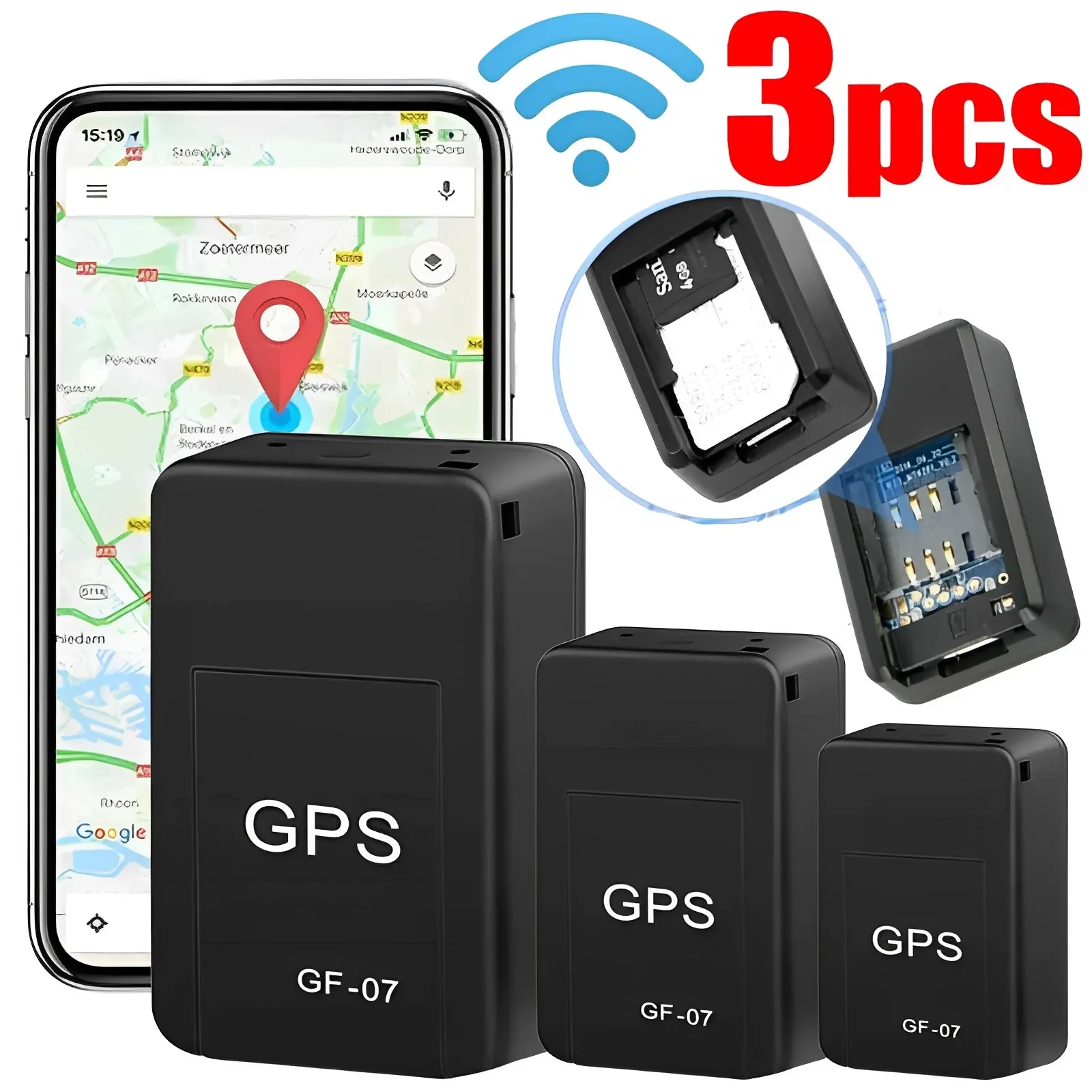 1/2/3pc Car Mini GPS Tracker GF-07 Real Time Tracking Anti-Theft Locator SIM - £7.75 GBP+