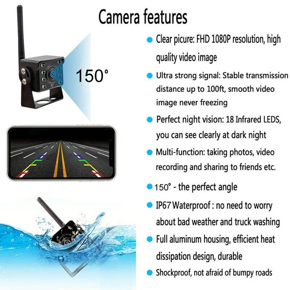 Car Visual Camera for Reversing WiFi Wireless High Definition Rearview Camera - £30.64 GBP