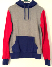 Amnesia hoodie women size Small gray, red, and blue color block long sleeve - £10.08 GBP