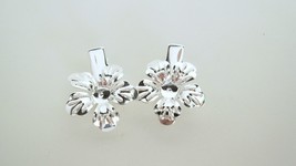 2 extra small shiny silver flower metal alligator hair clip for fine thi... - $7.95