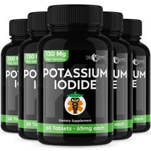 (5PK) - Potassium + Iodide Pills Tablets☆130 mg Supplement☆Survival Kit Fallout - £54.35 GBP