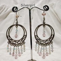 Sparkling Clear Pink Faceted AB Crystal Chandelier Earrings - £15.79 GBP