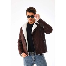Vinci The Cortina Brown & White Shearling Leather Men Jacket image 12