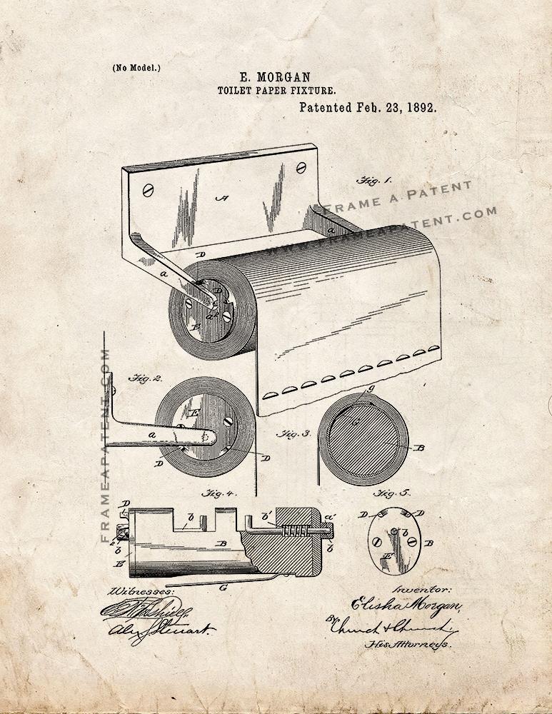 Toilet Paper Holder Patent Print Old Look Art Posters   3109 1 0 55 Paper 