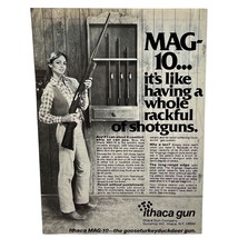Ithaca Gun Mag 10 Shotgun Print Ad Vintage 1982 Cowgirl Gun Rack Hunting - £10.96 GBP