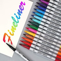 Set of 12 Shoppertize Dual tip Brush Fineliner Pens 0.4 mm tip Calligraphy pens - £57.04 GBP