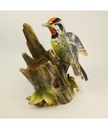 Vintage Woodpecker Figurine on a tree branch  6&quot; tall SHJJ4 - £11.46 GBP