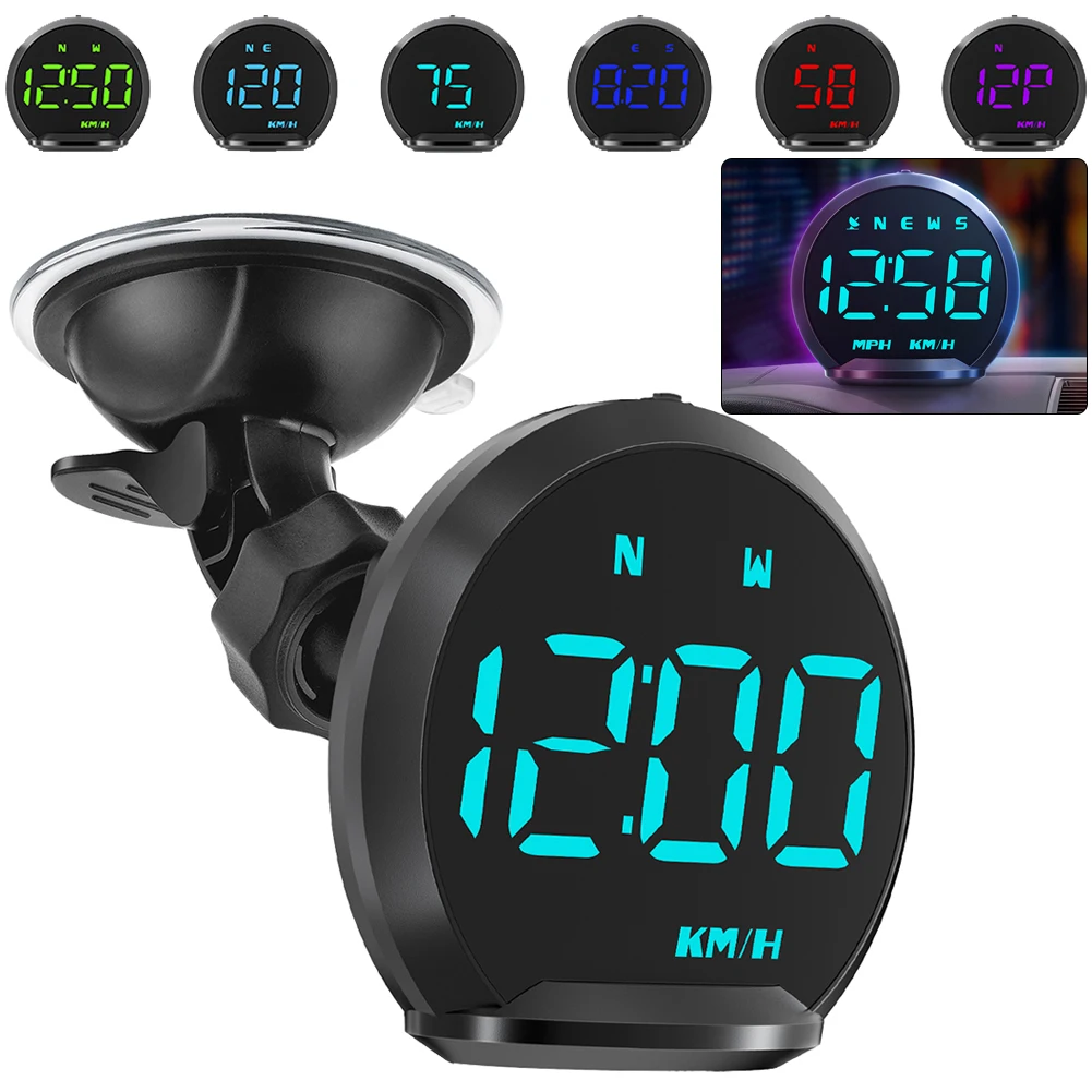 R hud lcd digital speedometer smart digital alarm reminder gps hud big font speed meter thumb200