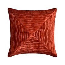 Rust Velvet Striped Textured &amp; Patchwork 16&quot;x16&quot; Throw Pillow Cover-Centric Wrap - $25.55+