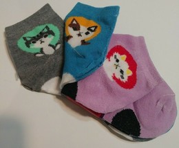 Womens ankle socks 9-11 cotton blend Fancy Assorted Designs-3 Color Cat ... - $2.81