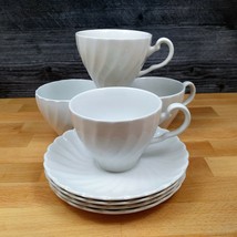 Johnson Bros Ironstone Tea Flat Cup and Saucer Set of 4 Coffee Mugs Dinnerware - £14.90 GBP