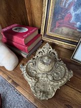 Ornate Brass Inkwell | Vintage Rococo Desk &amp; Library Decor - $220.50