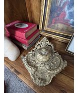 Ornate Brass Inkwell | Vintage Rococo Desk &amp; Library Decor - $220.50