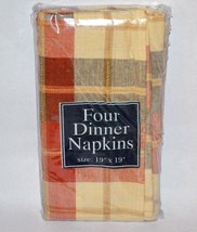 Bardwil 4 Dinner Napkins 19&quot;x19&quot; Red Beige Brown NIP - £7.82 GBP